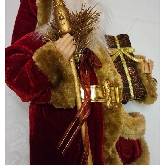 All 3 Merry Brite 18" Santa Figurine Holding Staff & Sack Country Farmhouse Doll - Picture 12 of 15